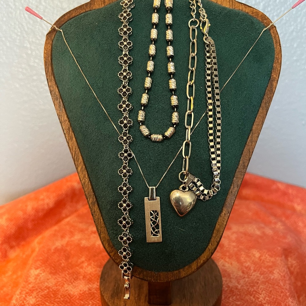 Elegant SS Necklace and Bracelet Stack Set!!